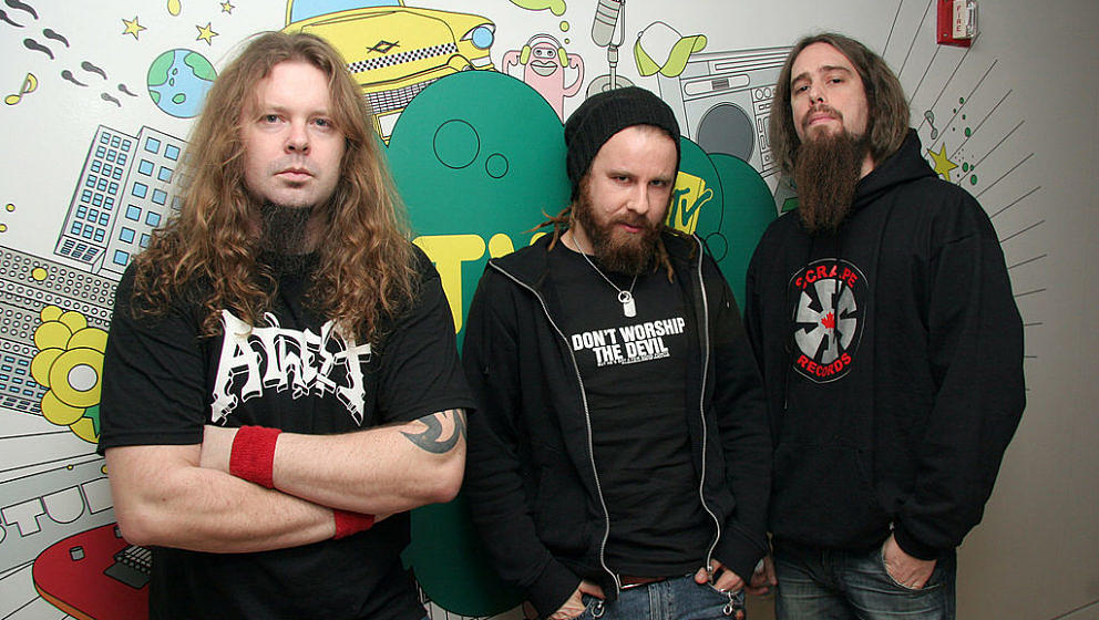 Peter Iwers, Anders Friden and Bjorn Gelotte of In Flames (Photo by Hal Horowitz/WireImage)