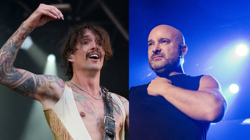 The Darkness-Frontmann Justin Hawkins (l.) fand es nicht wirklich angenehm, für David Draiman und Disturbed zu eröffnen