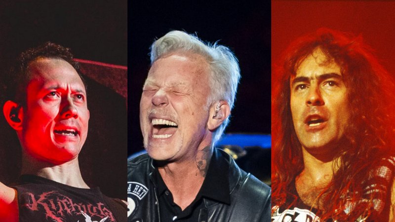Iron Maiden-Bassist Steve Harris (r.) hat Trivium-Frontmann Matt Heafy (l.) ein Metallica-Kompliment gemacht