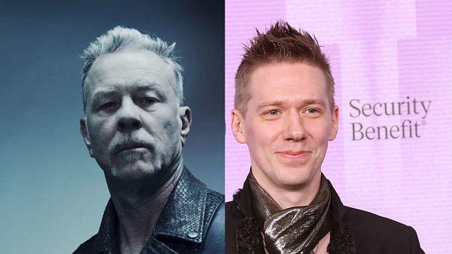 Logisch, dass sich Ghost-Chef Tobias Forge (r.) gebauchpinselt fühlt, wenn Metallica-Gitarrist James Hetfield eines seiner Lied nachspielt