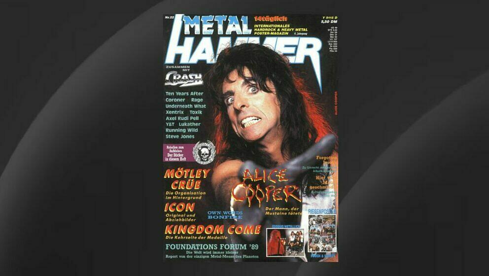 Alice Cooper auf dem Cover der Oktober-Ausgabe des METAL HAMMER 1989