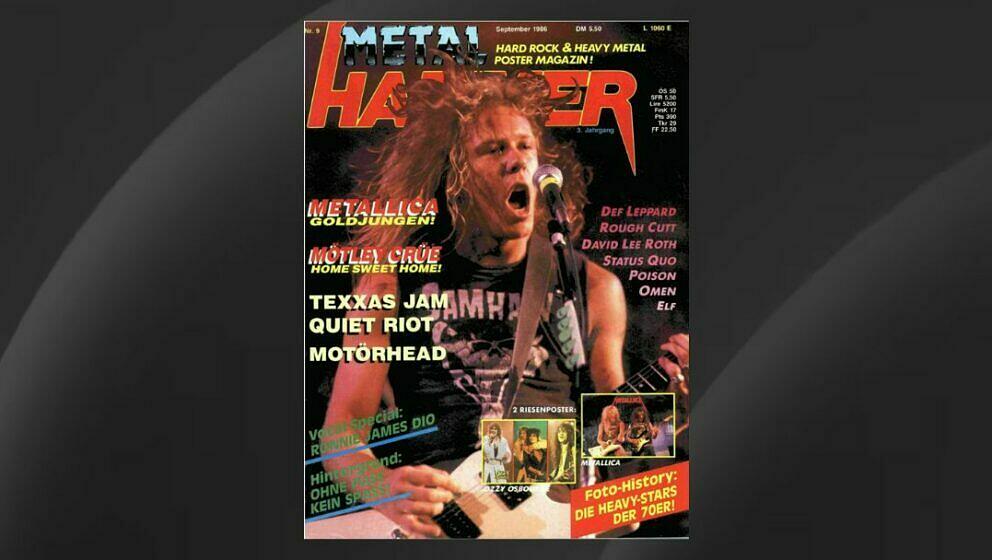 James Hetfield auf dem Cover der September-Ausgabe des METAL HAMMER 1986