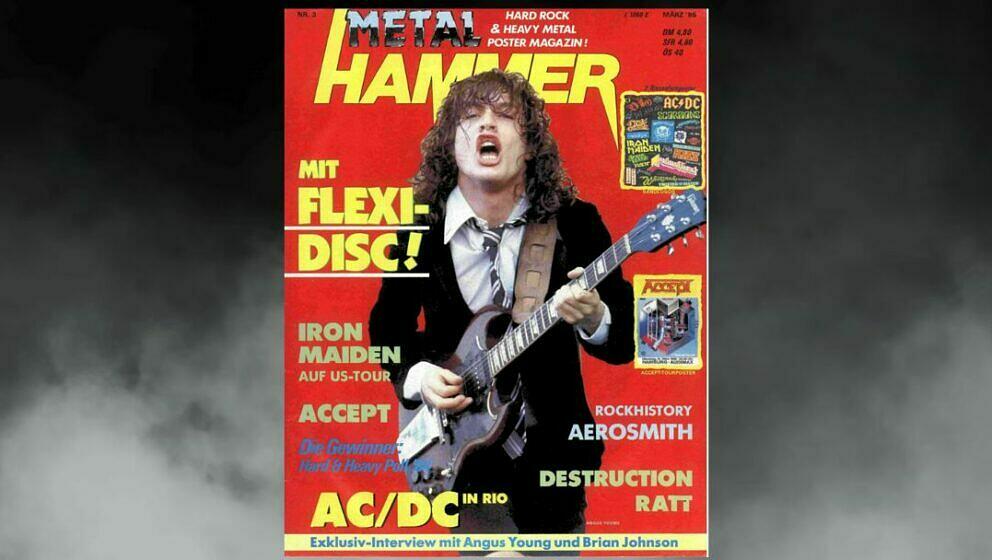 AC/DC auf dem Cover im März 1985