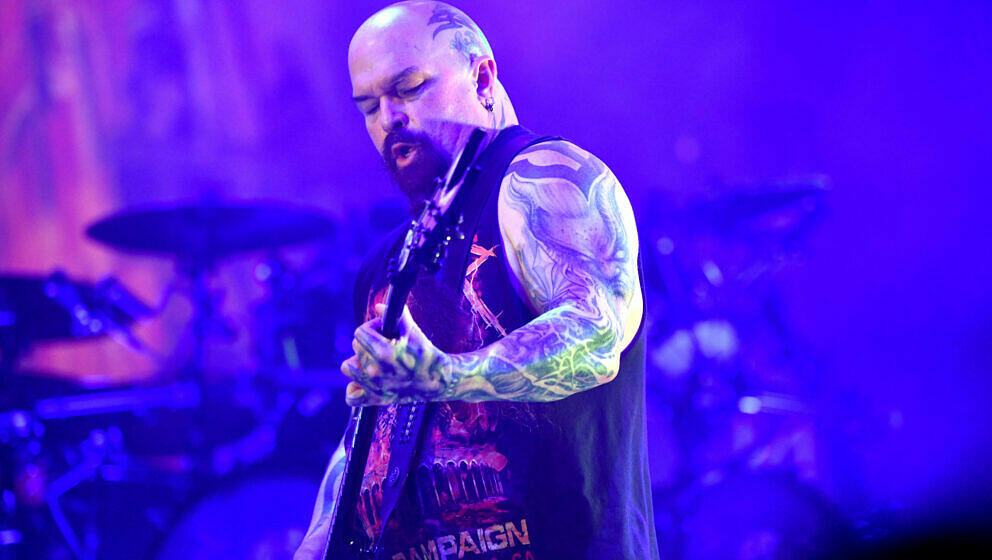 INGLEWOOD, CALIFORNIA - NOVEMBER 30: Guitarist Kerry King of the band Slayer performs onstage during the band's final show of
