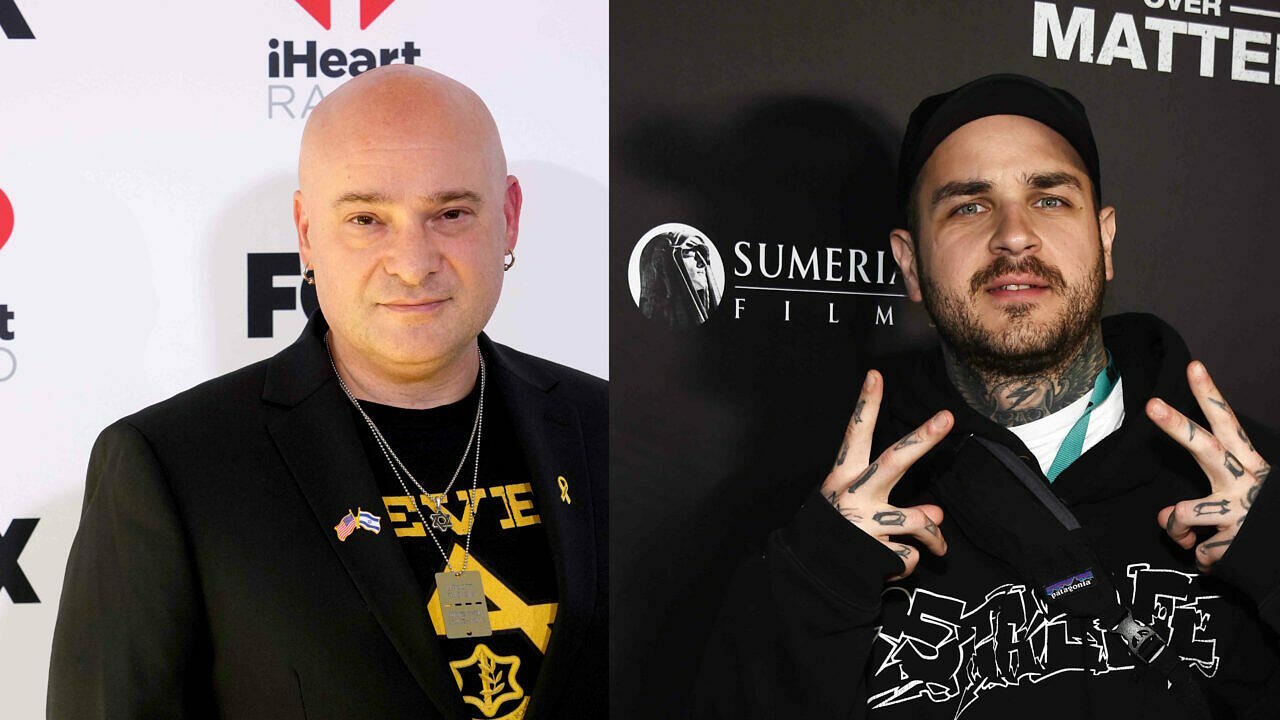 Disturbed-Frontmann David Draiman (l.) ist Emmure-Sänger Frankie Palmeri zur Seite gesprungen