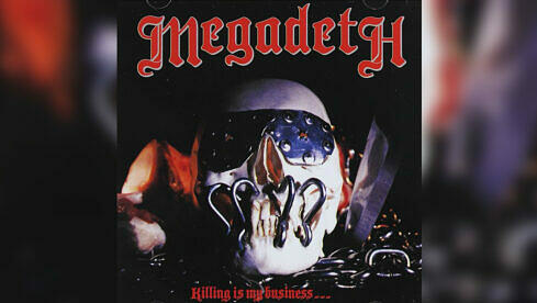 Das ursprüngliche Album Artwork für KILLING IS MY BUSINESS...AND BUSINESS IS GOOD! von 1985