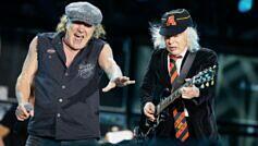 Brian Johnson (l.) und Angus Young mit AC/DC am 8. Juli 2025 in der Düsseldorfer Merkur Spiel-Arena