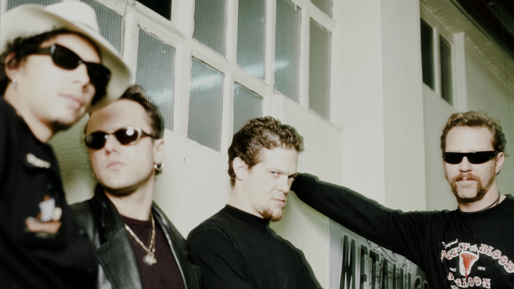 Metallica im Jahr 1996 in einer Garderobe irgendwo in Europa: Kirk Hammett, Lars Ulrich, Jason Newsted und James Hetfield (v.l.)